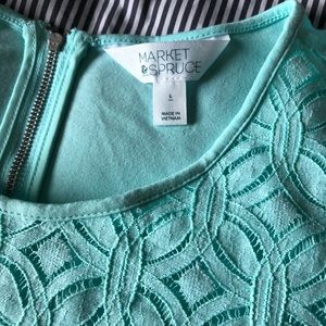 Market & Spruce L aqua lace tee with back zip